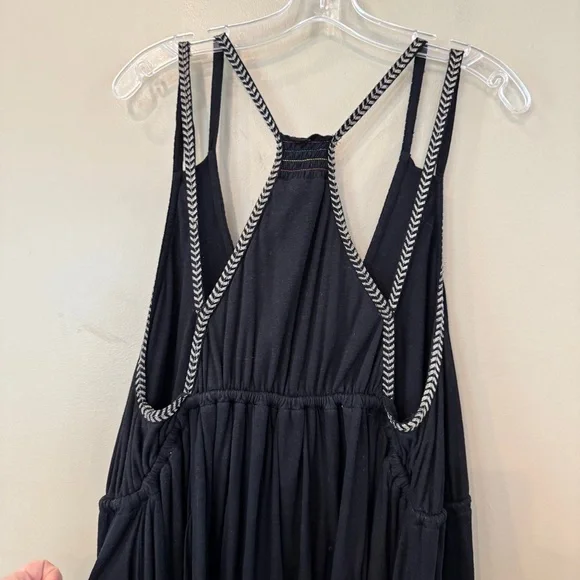 Free People Lovers Cove Mini Dress Black Sz L‎ Embroidered Festival Boho - Picture 9 of 15